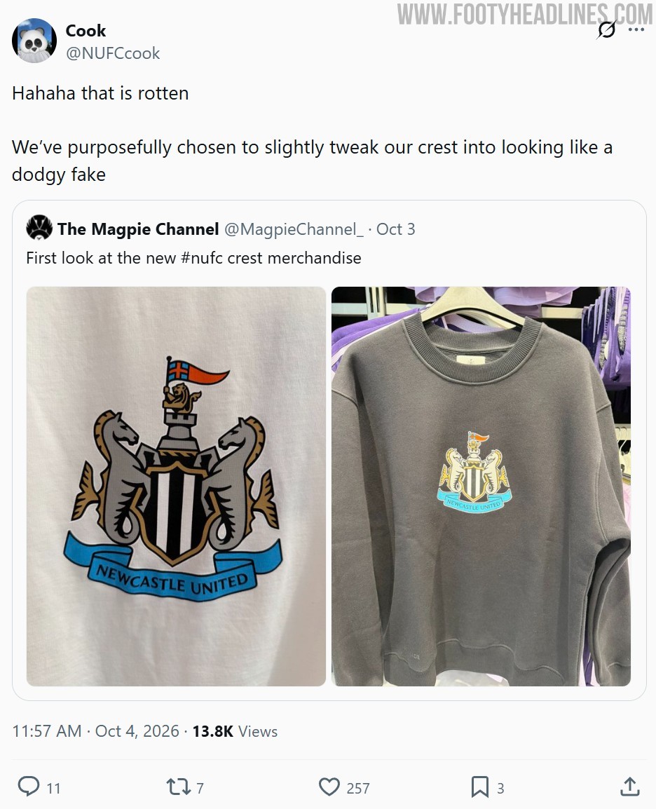 „Schäbige Fälschung“: Das neue Wappen von Newcastle United sieht auf den ersten Produkten schlecht aus