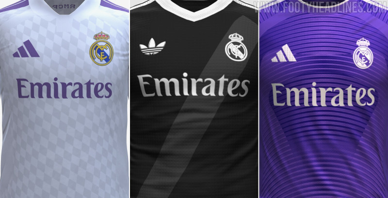 Real Madrid setzt bei den Heimtrikots, Auswärtstrikots und dritten Trikots für die Saison 27/28 auf Klassik
