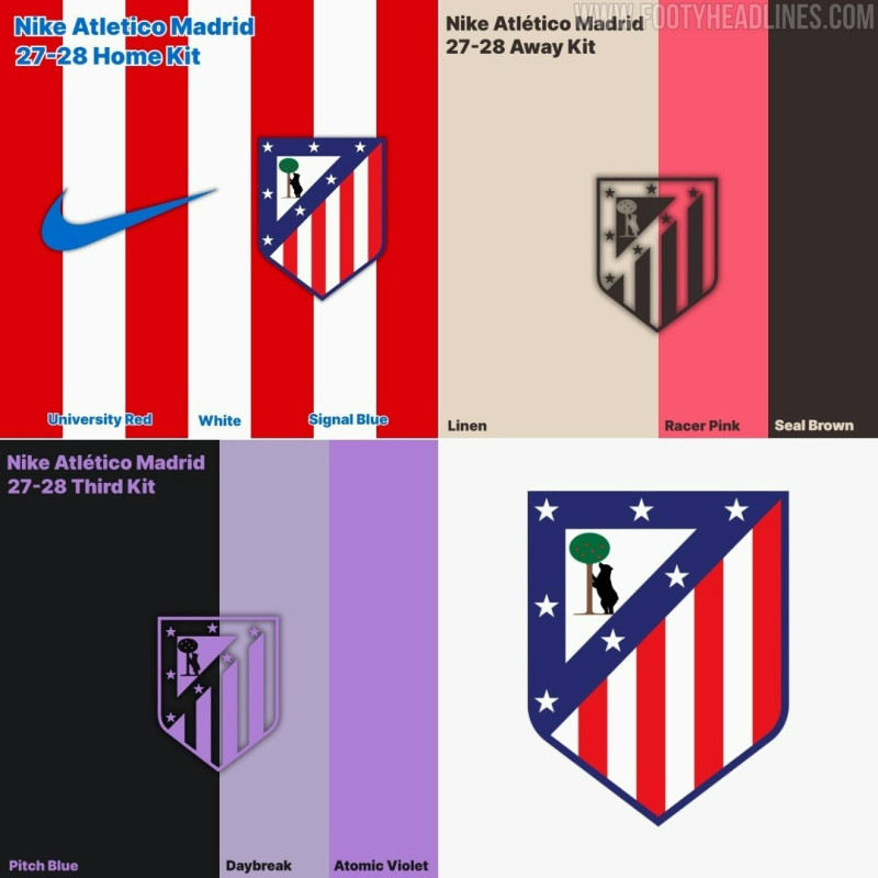 Infos zu den Heimtrikots, Auswärtstrikots und dritten Trikots von Atlético Madrid für die Saison 27-28 sind geleakt