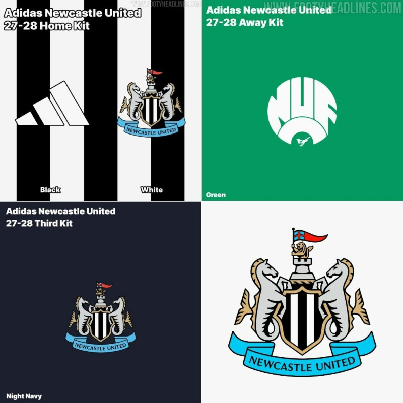 Infos zu den Heimtrikots, Auswärtstrikots und dritten Trikots von Newcastle United für die Saison 27-28 sind geleakt